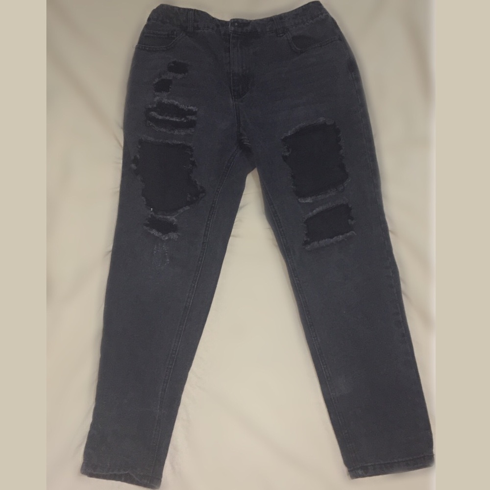 Black Ripped Mom Jeans